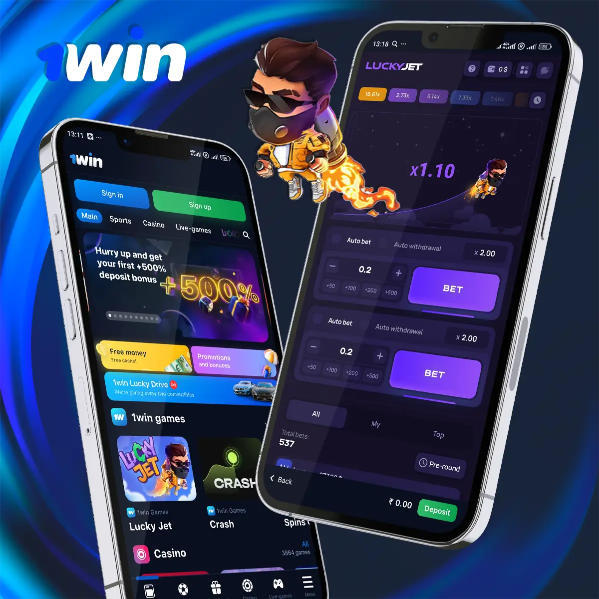 1win Lucky Jet start play crash game