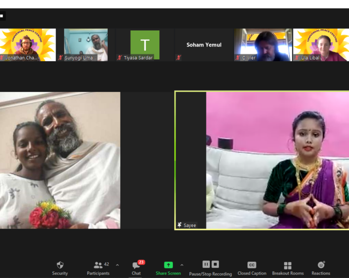 A screenshot of a video call featuring two individuals engaged in conversation on their respective screens.