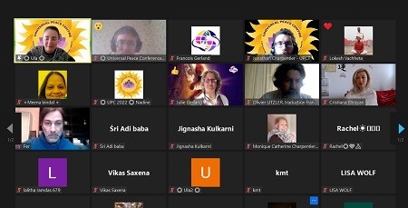 A screenshot displaying a group of individuals engaged in a video call