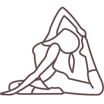 A minimalist line drawing of a woman practicing yoga