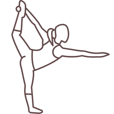 A minimalist line drawing of a woman practicing yoga