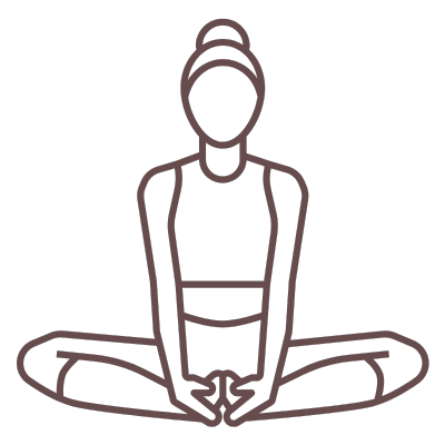 A minimalist line drawing of a woman practicing yoga