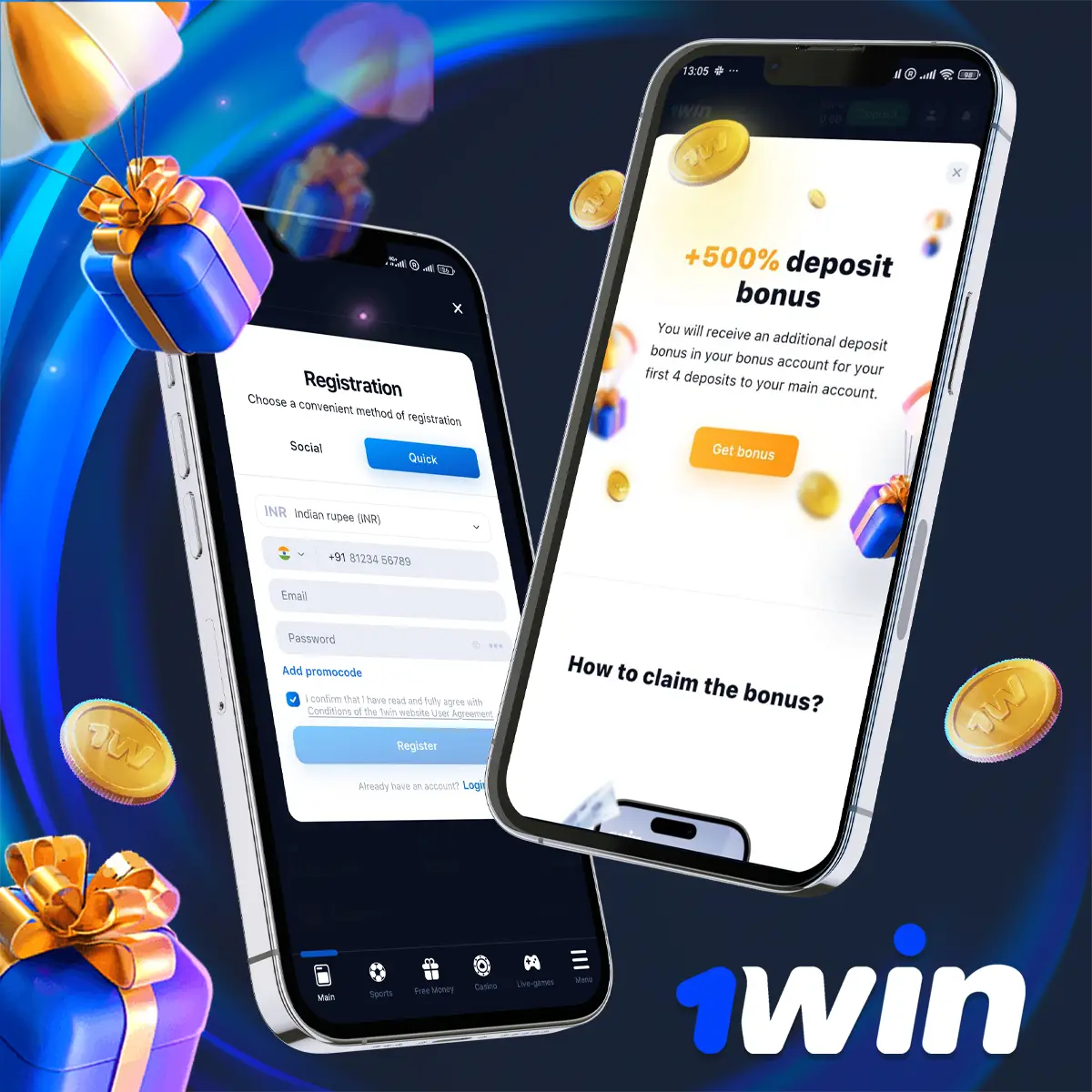 Register and to use bonus casino in 1win